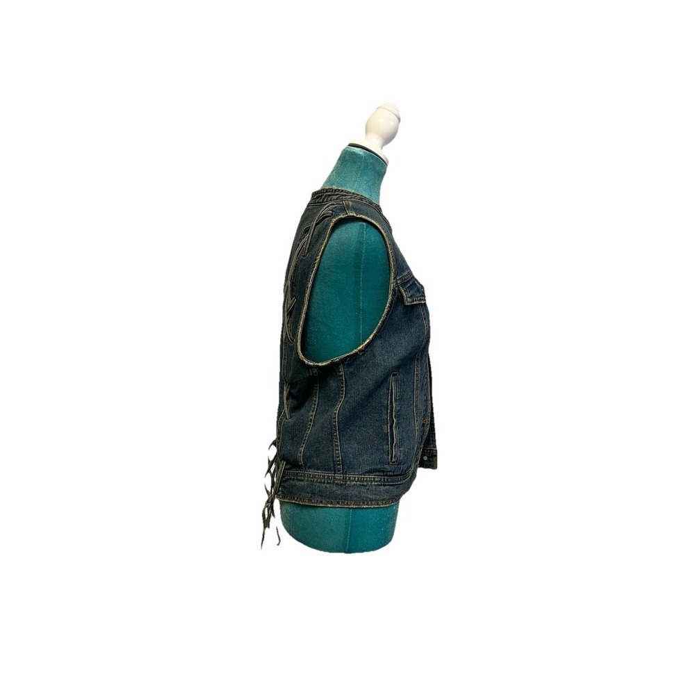 Free People Denim Vest Size S Blue Gilet Northern Light Western Cottage - Picture 2 of 7